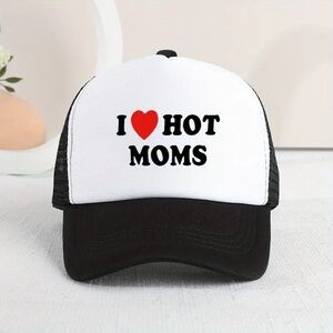 🆕 I ❤️ Hot Moms Hat Unisex Black White SnapBack One Size Fast Shipping